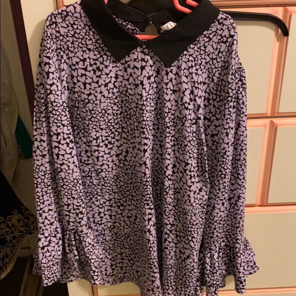 ELLE BLOUSE PURPLE WITH HEARTS ONLY WORN ONCE